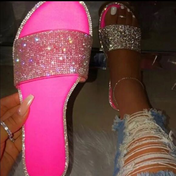 Pink Bling Slide sandals - Picture 1 of 5